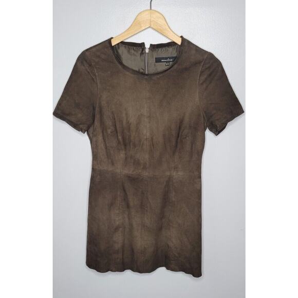 Muubaa Suede Mini Dress Gray Brown Lantana Suede T Shirt Dress Sz 4 Leather - Picture 1 of 8